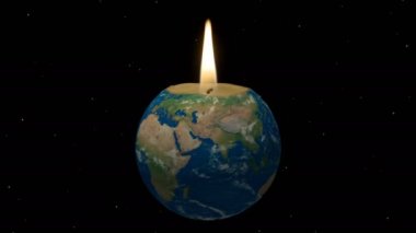 Global Warming  Earth as Candle 4K LoopAnimation of our planet burning as a candle. Symbolizing heat rising by climate change. Perfect loop in 4K.