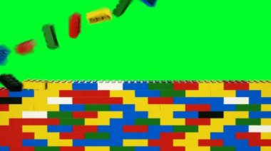 Brick wall transition, chroma matte 4K.Wipe transition with wall build from bricks like plastic Lego. Use matte to replace background. Also easy version in my portfolio with alpha channel. 3D render.