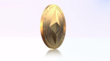 Rotating Ethereum coin (4K Loop)Golden coin with Ethereum, ETH symbol, spins around in perfect loop.