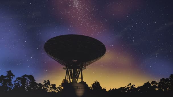 Radio Satellite Telescope Searching Milky Way Stars Animation Shows Radio — Stock Video