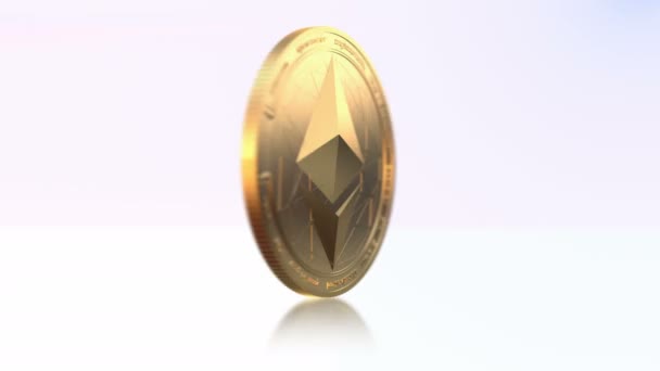 Rotating Ethereum Coin Loop Golden Coin Ethereum Eth Symbol Spins — 비디오