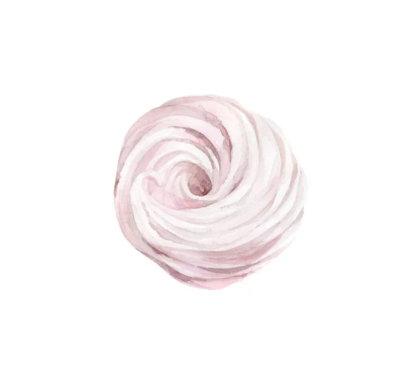 Marshmallows feitos à mão rosa. Comida doce. Ilustração em aquarela isolada sobre fundo branco . — Fotografia de Stock