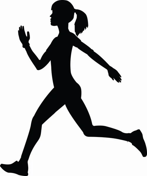 Sport Fitness Woman Running Shadow Vector — Stock Vector