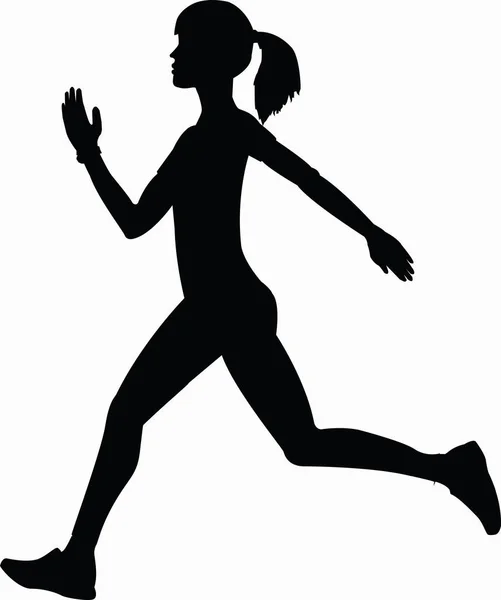spor fitness kadını gölge vektörü çalıştırıyor