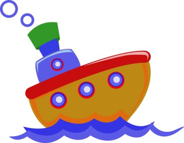 Komik çocukların teknesi dalgalarda yüzüyor.