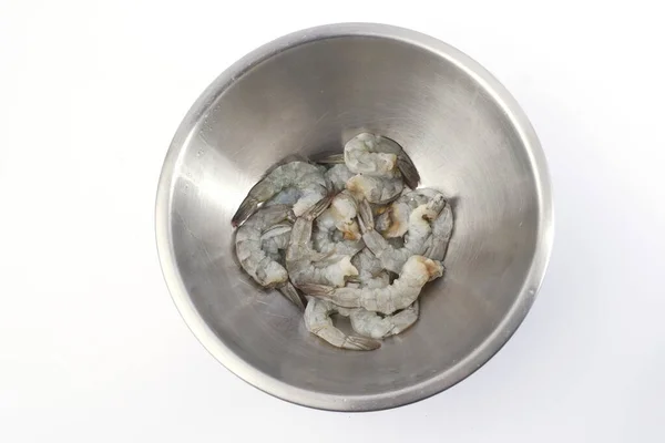 Fresh Peeled Uncooked Shrimp Harvest Isolate White Background — Stock Photo, Image
