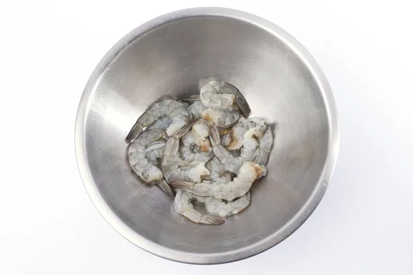 Fresh Peeled Uncooked Shrimp Harvest Isolate White Background — Stock Photo, Image