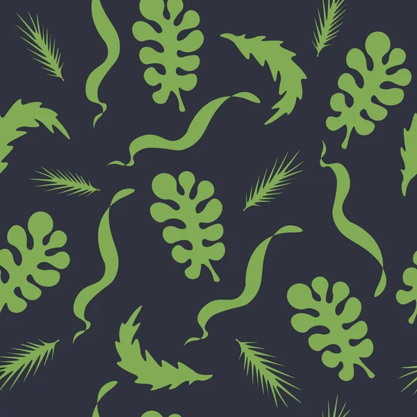 Πράσινα φύλλα φυτών σε σκούρο φόντο — Διανυσματικό Αρχείο