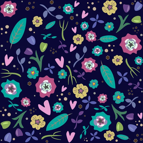 Floral Seamless Background Dark — Stock Vector