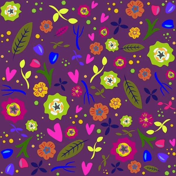 Fondo Floral Sin Costuras Estilo Garabato Ahogado Mano Para Tela — Vector de stock