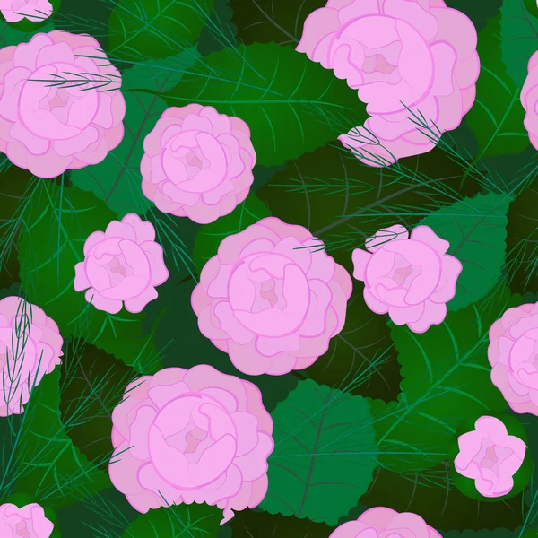 Rózsaszín, finom rózsák virág nélküli mintázata. Háttér szövet, nyomtatott tapéta és minta kitöltése. — Stock Fotó