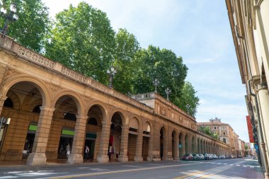 Bologna İtalya 'daki Via della' Independeza 'daki inşaatın detayları