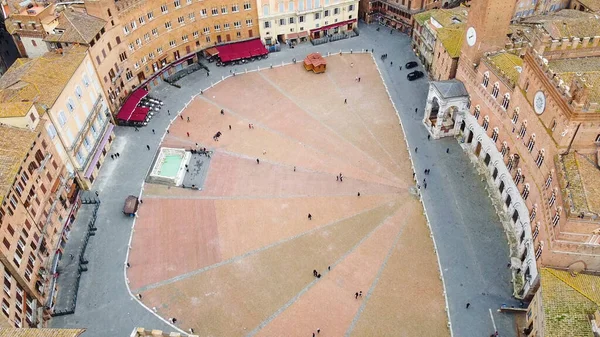 Вид Площадь Пьяцца Дель Кампо Сиене Италия — стоковое фото