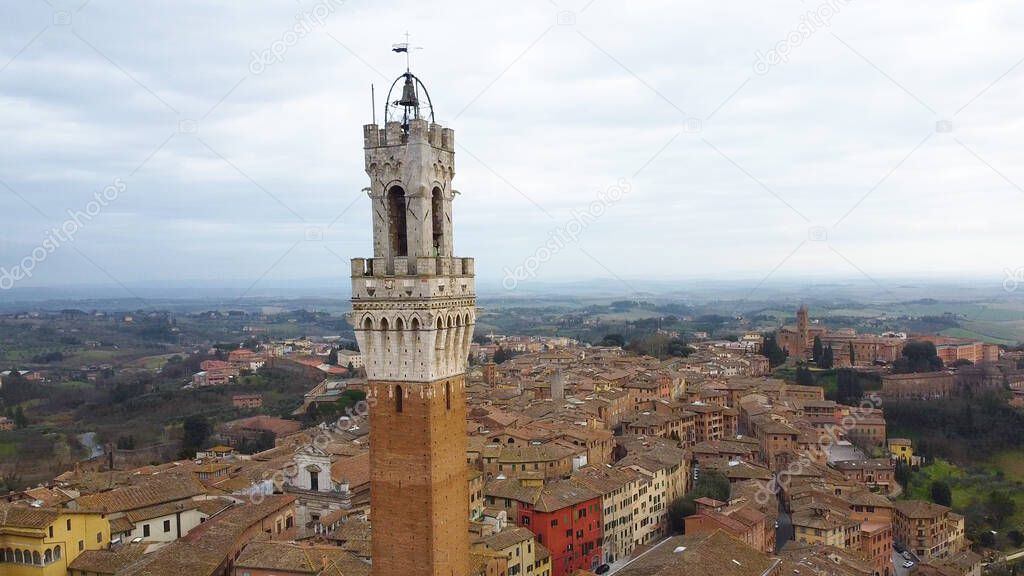 Details of the Torre del Mangia in Siena Italy
