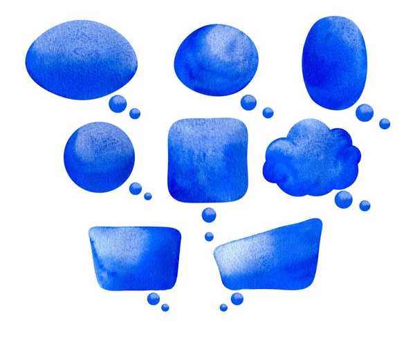 Acuarela Dibujado Mano Burbujas Voz Cobalto Color Azul Conjunto Suave — Foto de Stock