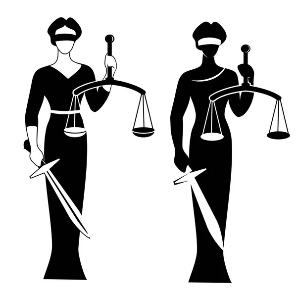 Dama justicia negro — Vector de stock