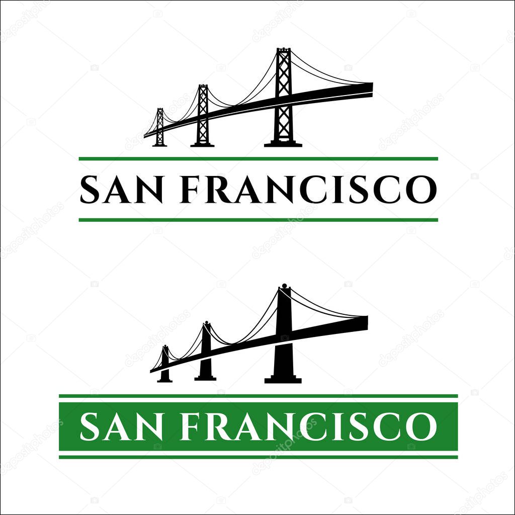 San Francisco - Oakland Bay Bridge vector illustration. California. San Francisco Business Center