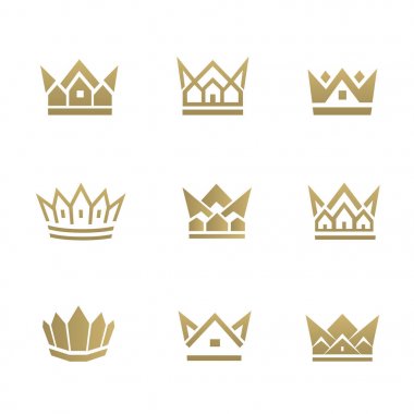 Altın ev satırı simgesi. Gayrimenkul Emlak, daire, konut özelliği veya otel logo şablonu için kullanılabilir.