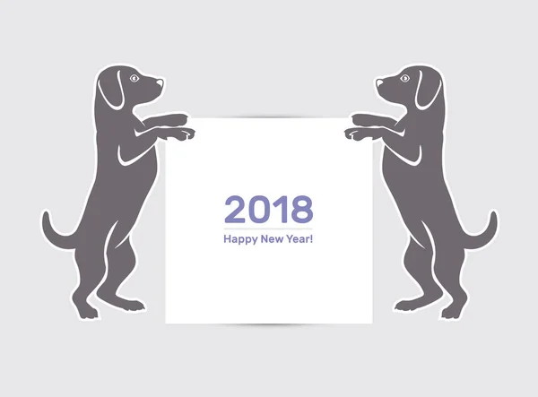 Chiński Nowy Rok 2018 Uroczysty Wektor Karty Projekt Ładny Pies — Wektor stockowy
