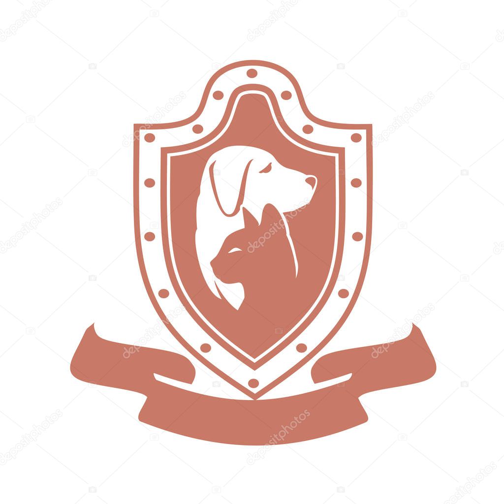 Abstract design concept for pet care, shops, food, veterinary clinics and animal shelters homeless. Dog and cat symbol. Vector logo template.