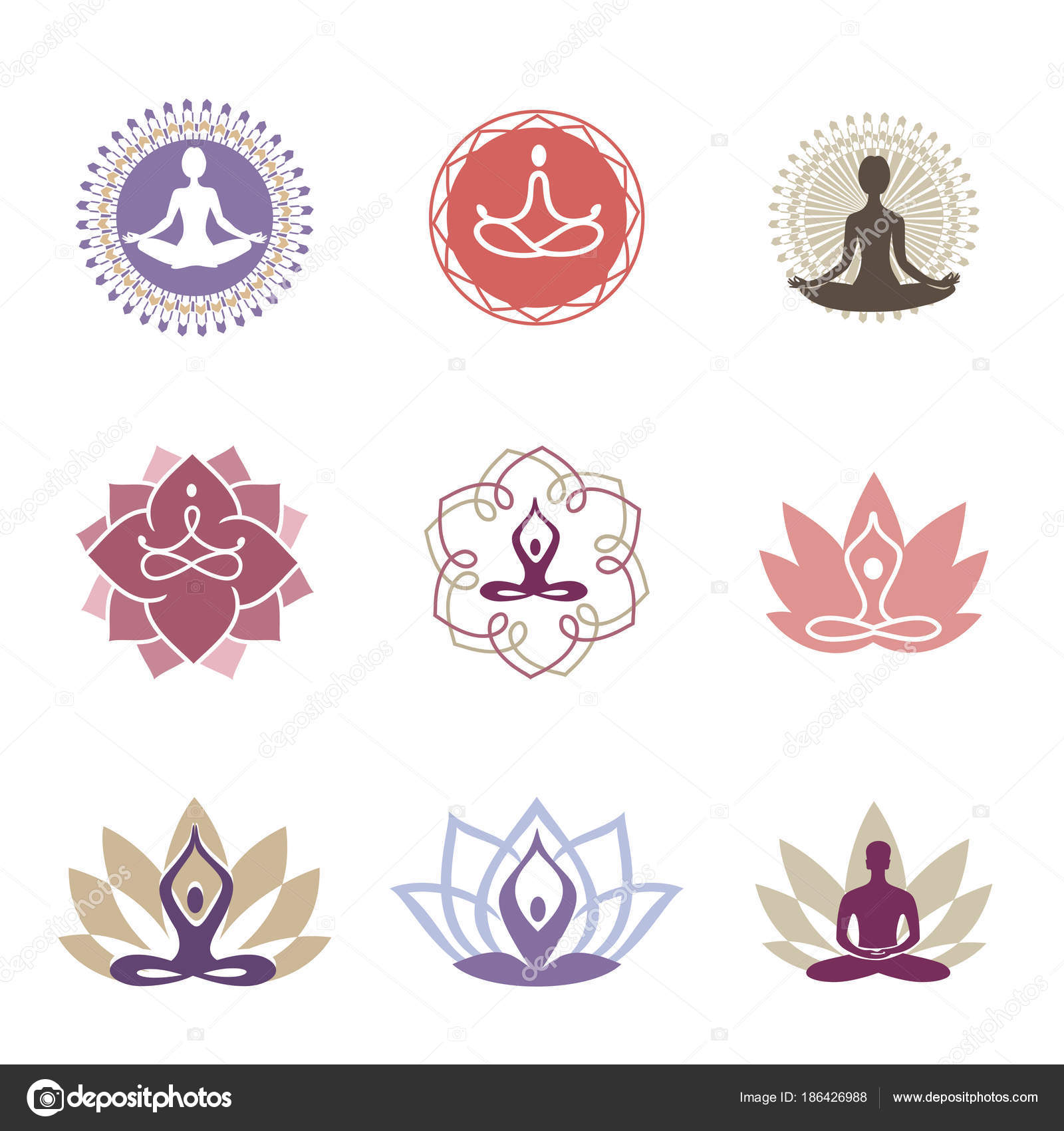 Yoga Logos set Stock Vector by ©3xy 186426988