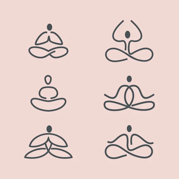Línea de iconos de yoga — Archivo Imágenes Vectoriales