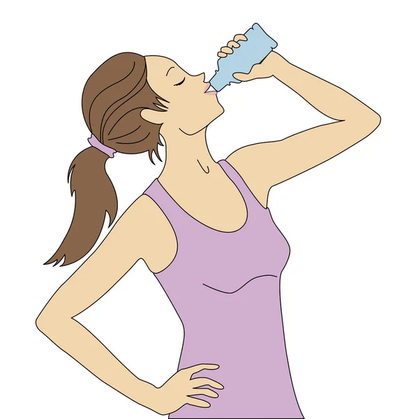 Meisje drinkt water — Stockvector