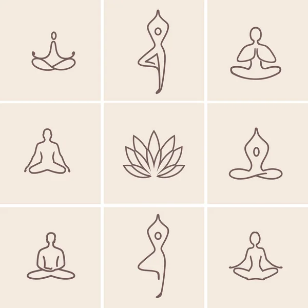 Conjunto de iconos de yoga — Vector de stock