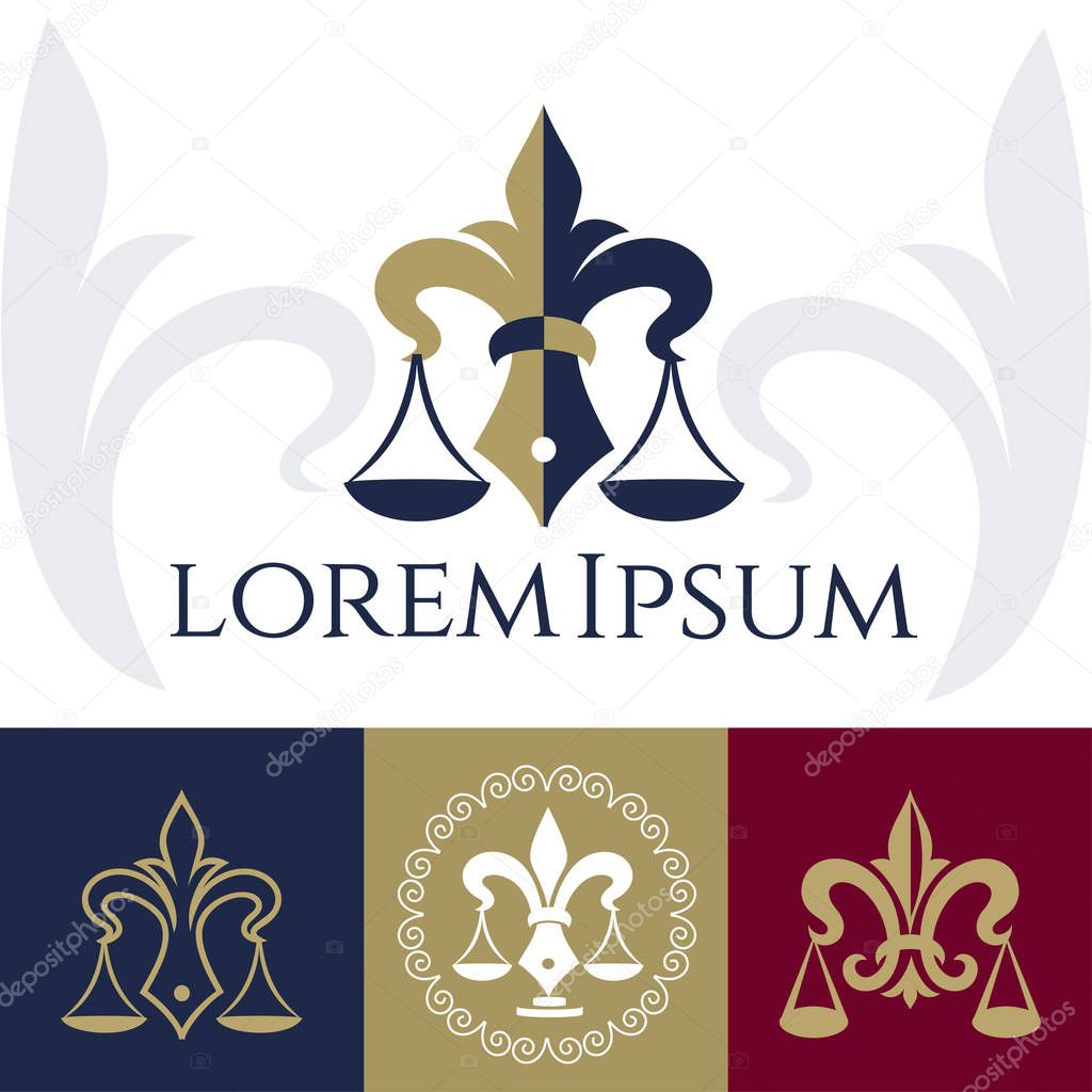 Justice scales icon. Law balance symbol. Libra in flat design. Lawyer services. Vector illustration.