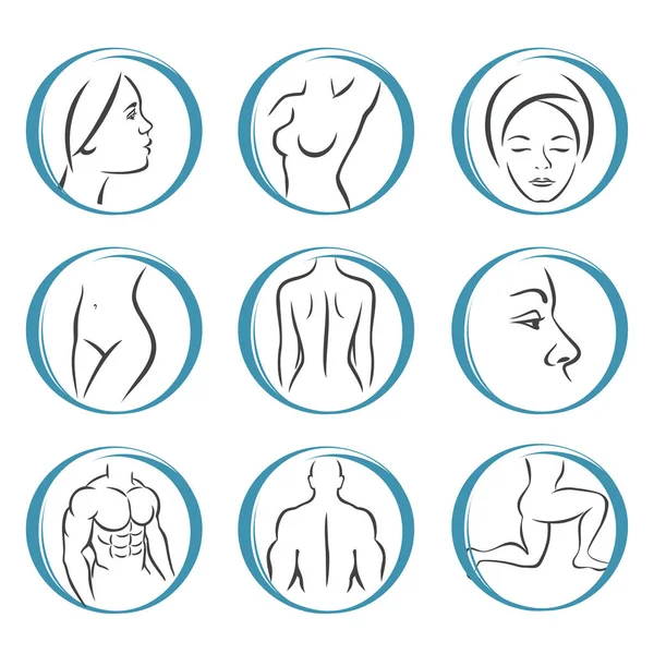 Plastic surgery icons — Stock Vector
