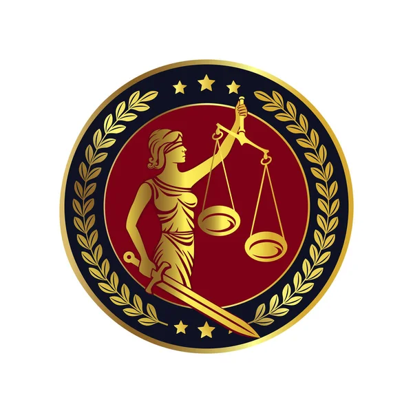 Lady Justice Themis Emblema — Archivo Imágenes Vectoriales