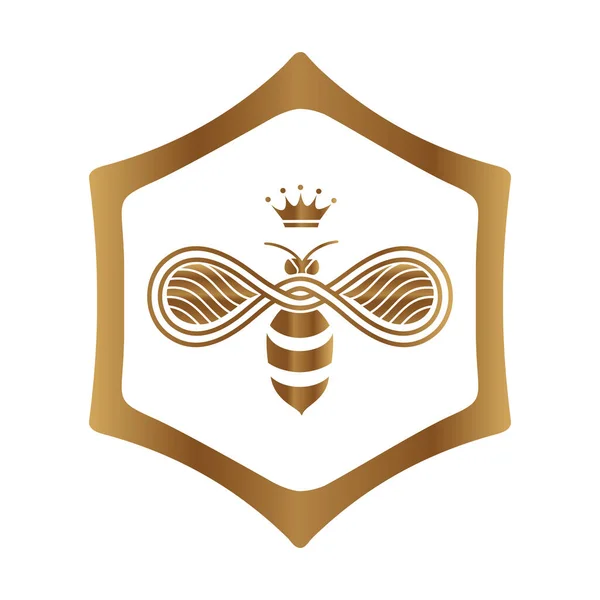 Design Logotipo Queen Bee Isolado Fundo Branco Para Produção Mel — Vetor de Stock