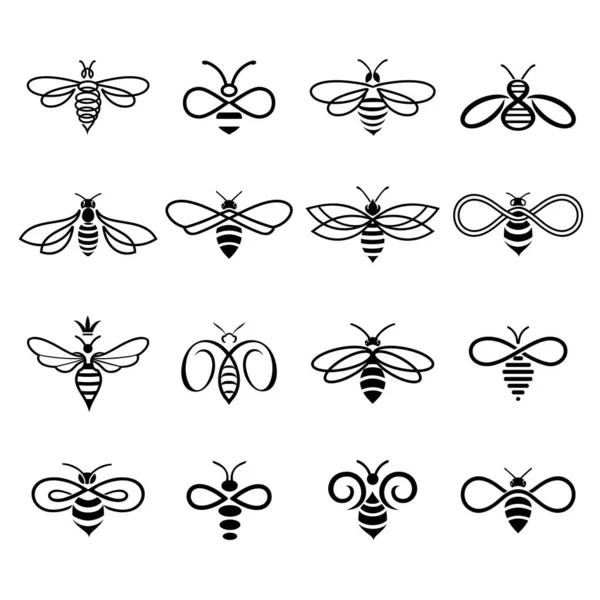 Honey Bee Logo Design Set Honey Bees Labels Logos Honey — Stock vektor