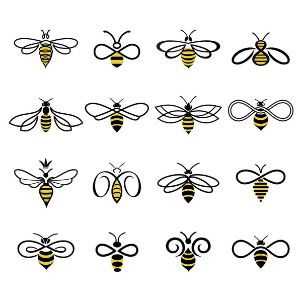 Honey Bee Logo Design Set Honey Bees Labels Logos Honey — Stock vektor