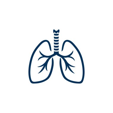 İnsan Ciğerleri Silueti. Temiz, modern, basit, zarif insan akciğerleri logosu tasarımı. Bütünsel sağlık ve fitness işiniz için ikon, akciğer merkezi, pediatri klinikleri, sağlık sistemi ve sağlık hizmetleri konsepti. Vektör illüstrasyonu.