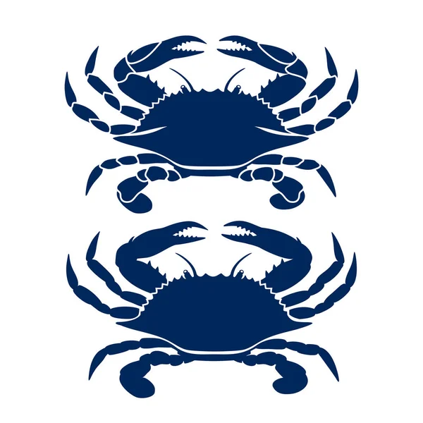 蓝色螃蟹白色背景 现代的矢量标识设计 符号或图标 风格简朴 蟹的轮廓 矢量说明 — 图库矢量图片