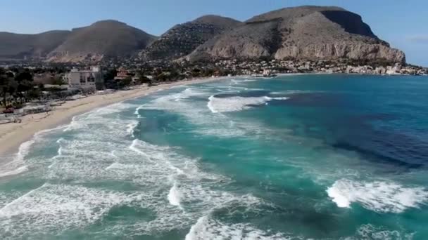 Sorvolo Della Spiaggia Mondello Palermo Sicilia Italia 2020 — 비디오