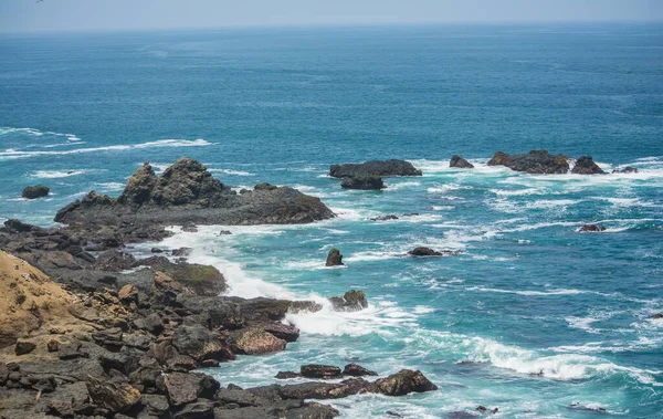 Seascape Costa Equatoriana Com Areia Rochas — Fotografia de Stock