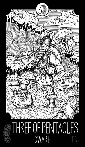 Three of Pentacles. Dwarf