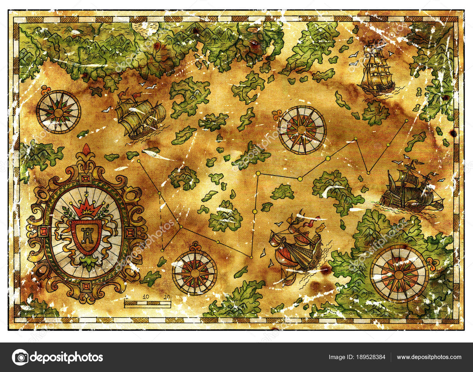 Fotos Cartas Nauticas Antiguas Antiguo Mapa Tesoros - 