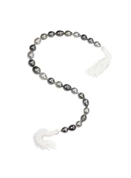 Negro y gris del mar del Sur collar de perlas con borla — Foto de Stock