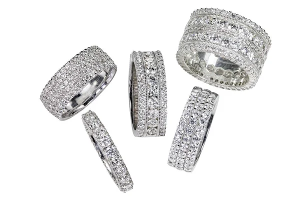 Grupo Casamento Diamante Noivado Rings — Fotografia de Stock