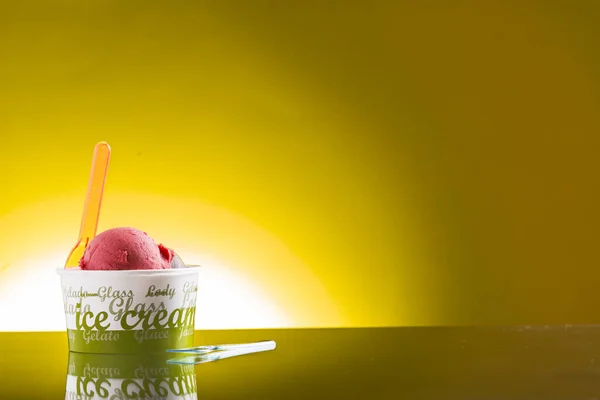 colorful take-away ice cream in plastic cup for menu card