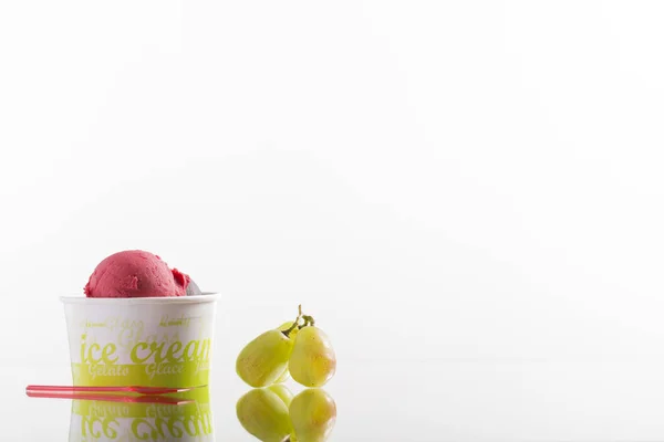 colorful take-away ice cream in plastic cup for menu card