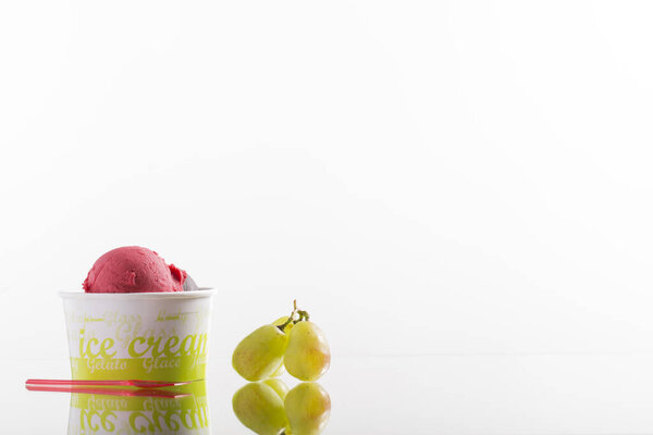 colorful take-away ice cream in plastic cup for menu card