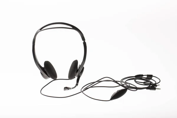 Svart Headset Vit Bakgrund — Stockfoto