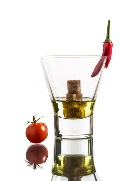 Sehr Scharfer Und Süßer Cocktail Mit Würfelzucker Und Chili — Stockfoto