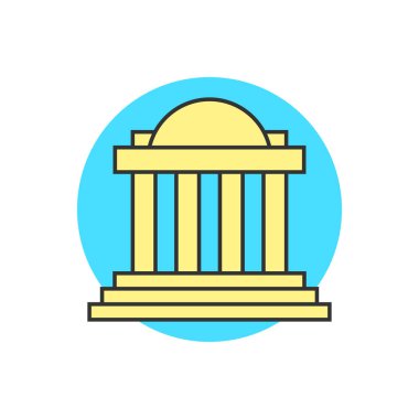 Sarı adalet üzerinde mavi daire bina