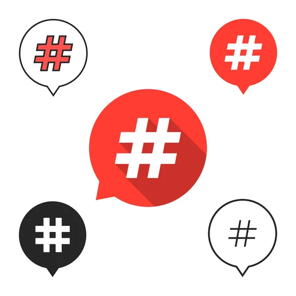 Set van tekstballonnen met hashtag pictogram — Stockvector