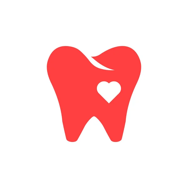 Red tooth icon with heart — Stock Vector